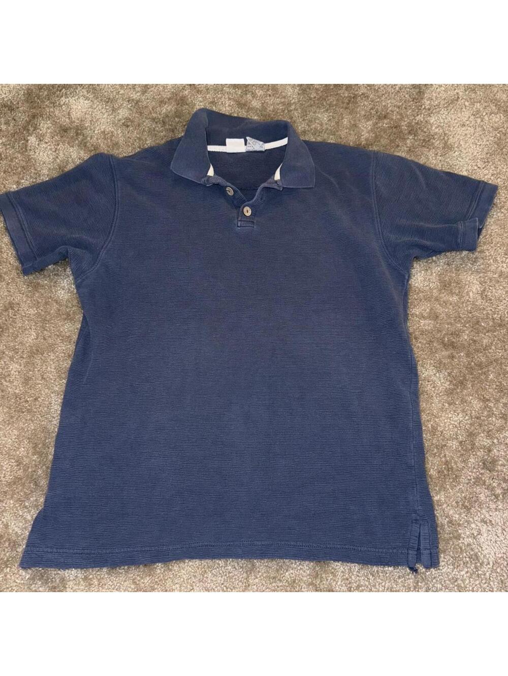 American Vintage Men's Navy and Blue Polo-shirt
